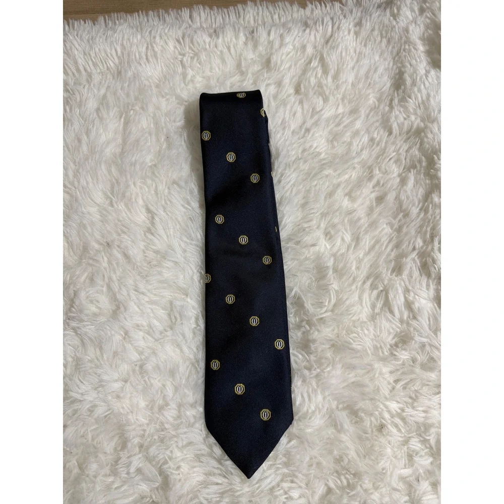 Frame Tie Navy Blue One Size Mens Geometric Logo Pattern Formal Accessory